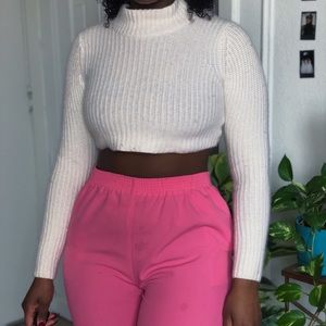 White cropped elie tahari turtle neck.